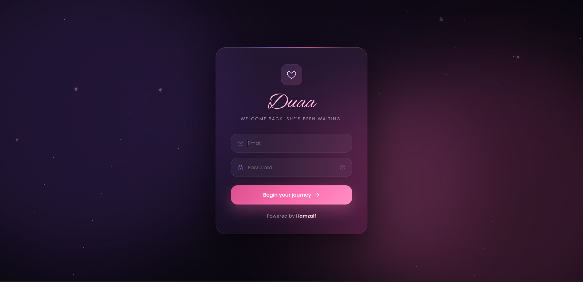 Duaa login screen